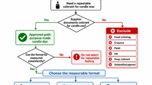 Candle dye selection and unsuitable colorant checks