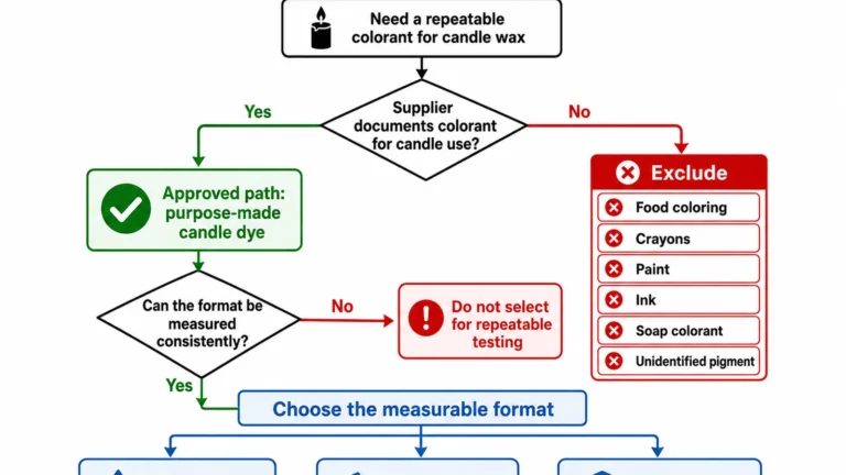 Candle dye selection and unsuitable colorant checks
