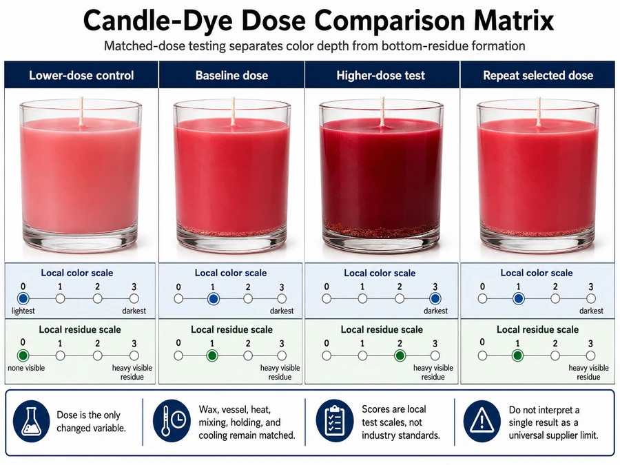 Candle dye dose and bottom residue comparison
