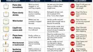 candle symptom diagnosis and safe first fixes