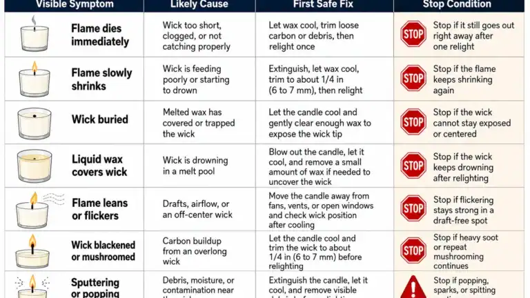 candle symptom diagnosis and safe first fixes