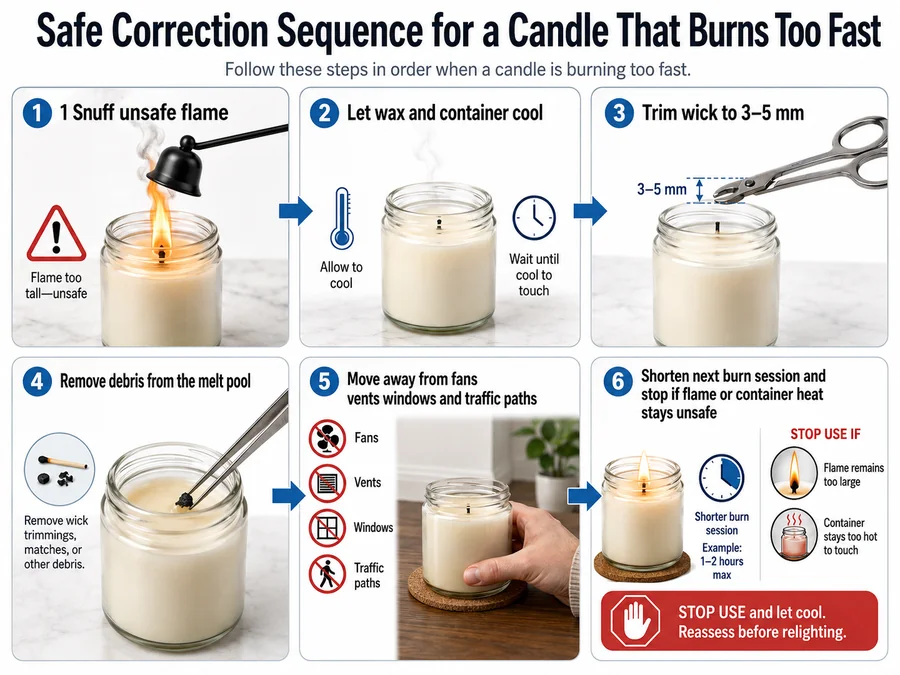 Candle fast burn fixes and safety steps