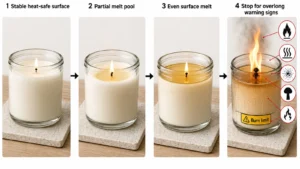 candle first burn and melt pool stages