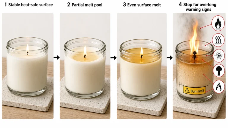 candle first burn and melt pool stages