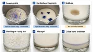 Candle making candle dye bottom residue classification by vessel and observation stage