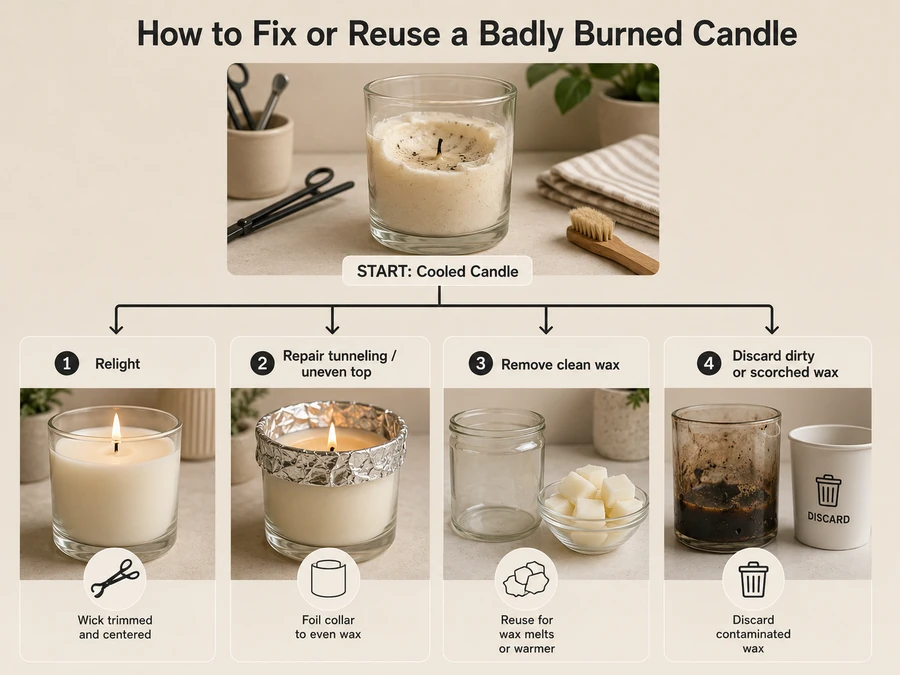 Candle repair and wax reuse options