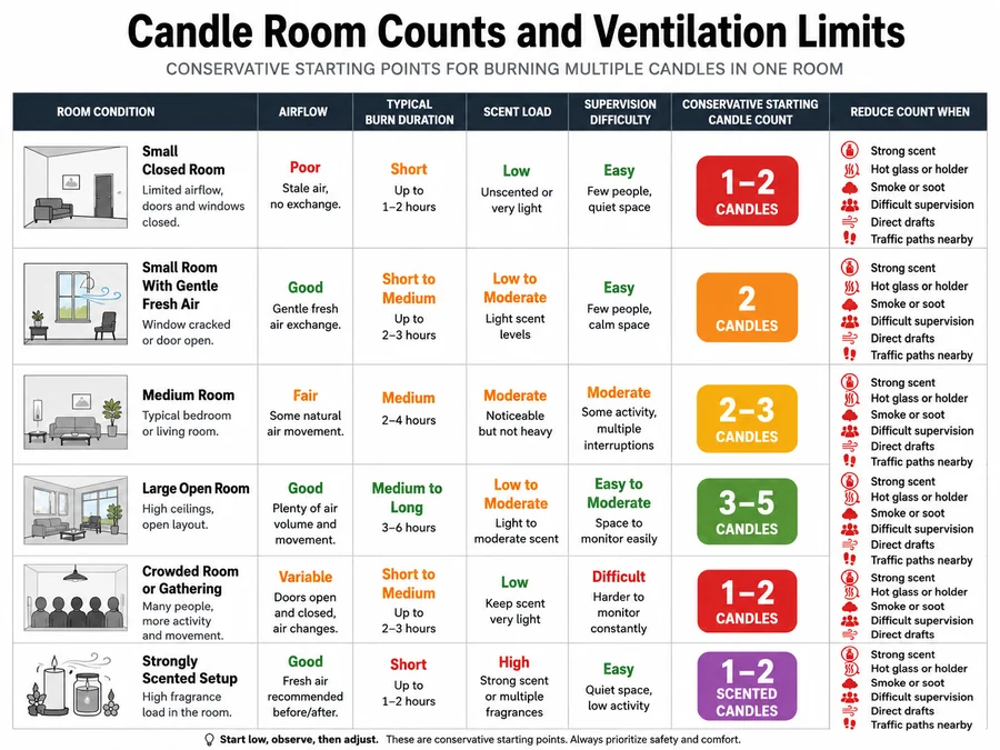 candle room counts and ventilation limits