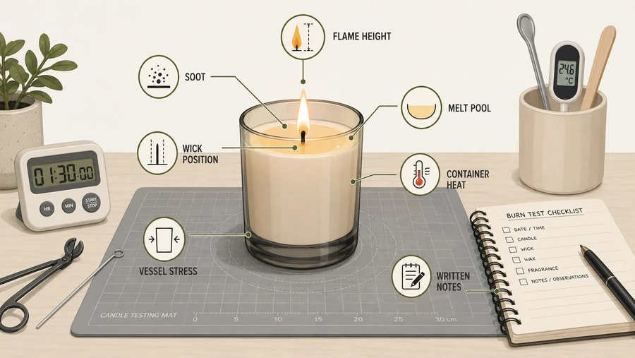 Candle burn testing observation points