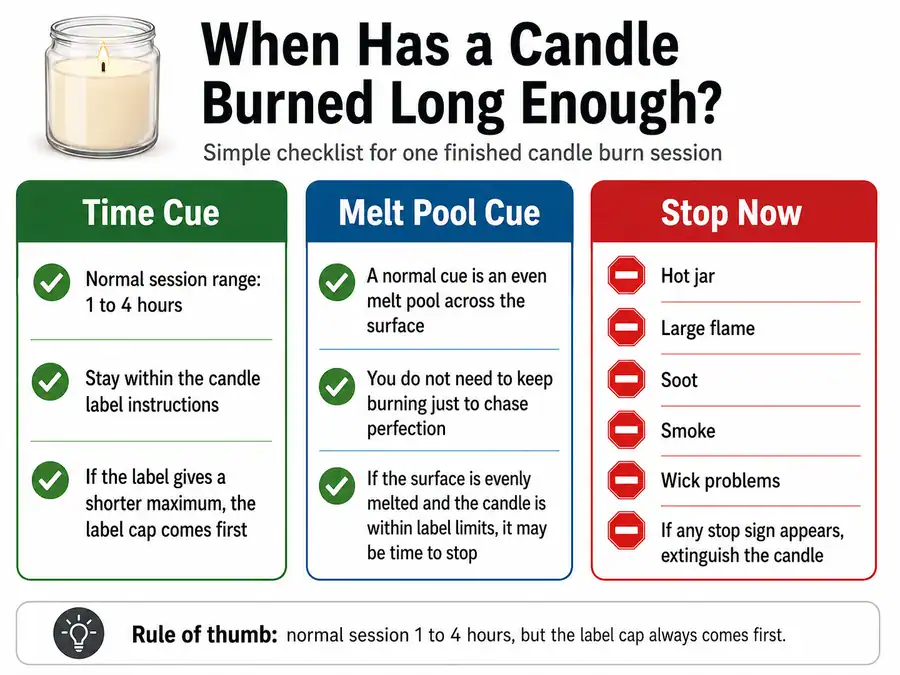 candle session timing and safety cues