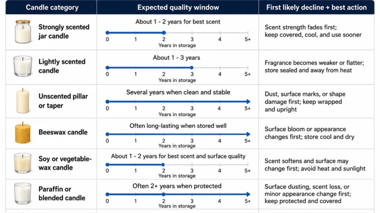 candle shelf life and quality windows
