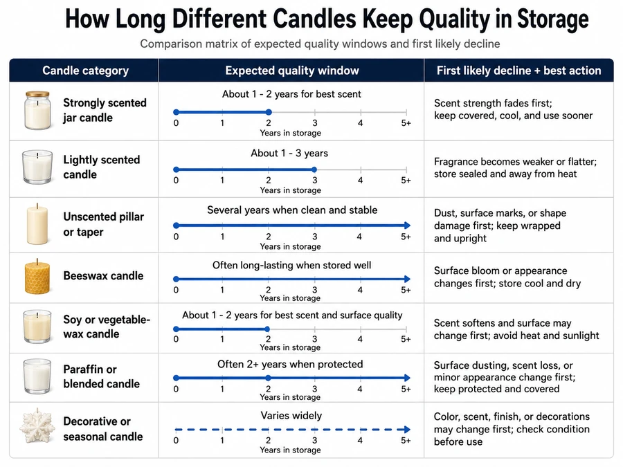 candle shelf life and quality windows