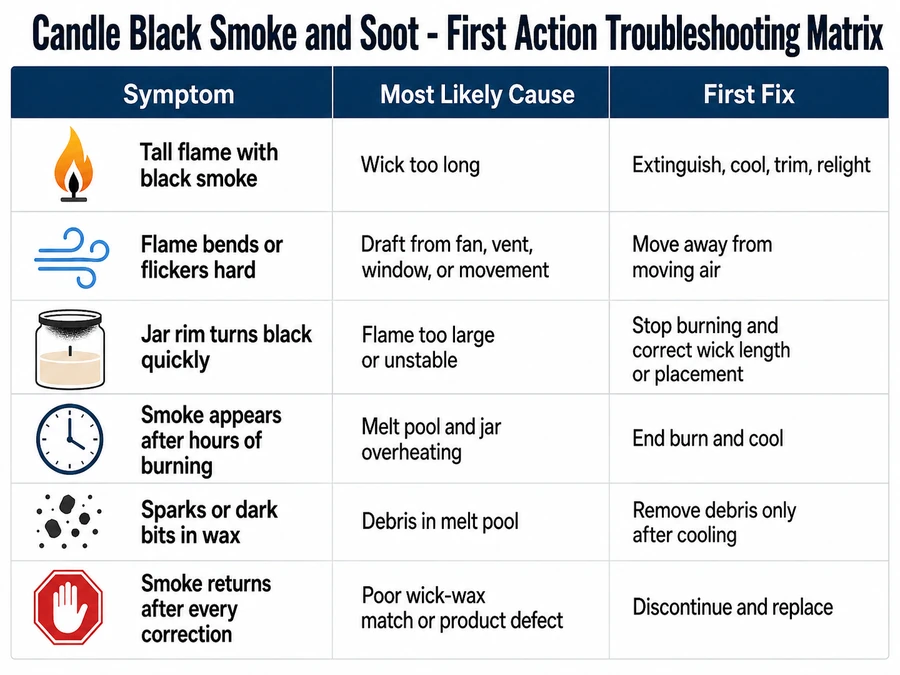 black candle smoke symptoms and first fixes
