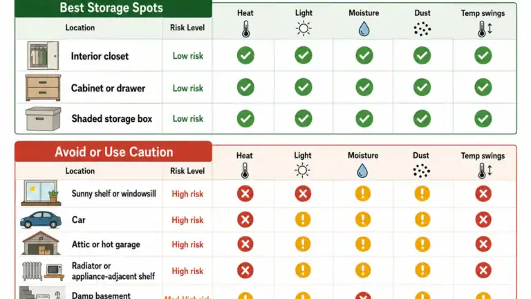 candle storage spots and heat risk