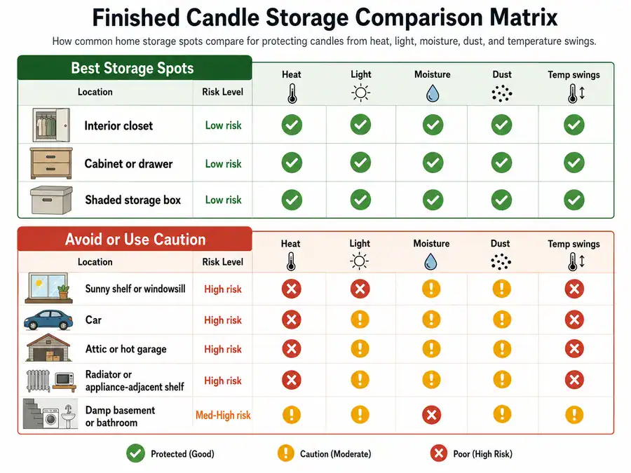 candle storage spots and heat risk