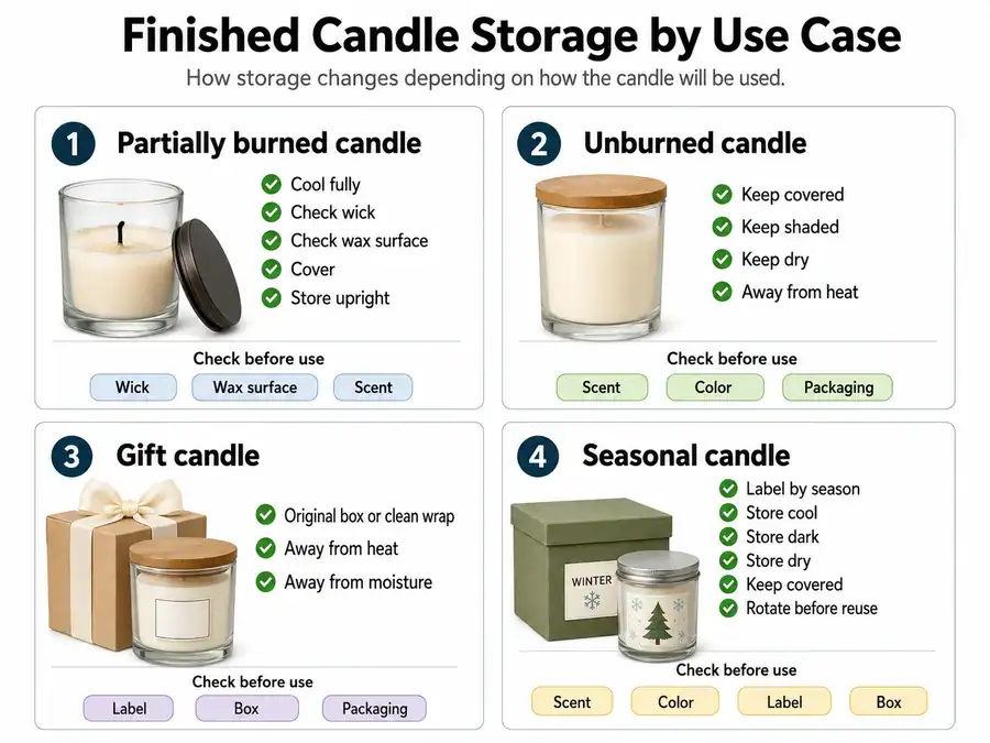 burned unburned gift and seasonal candle storage