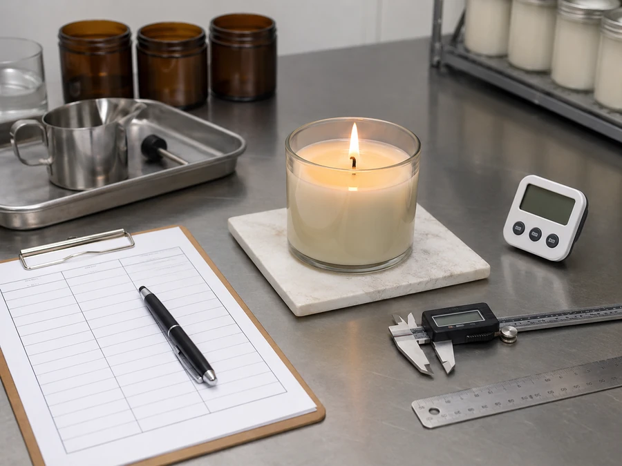 candle test burn log and melt pool checks