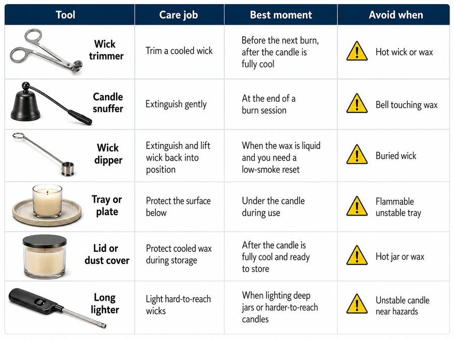 candle care tools and task fit