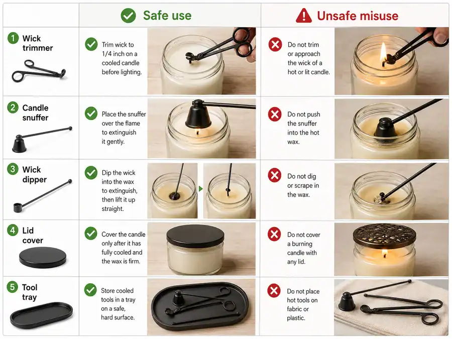 candle tool safety and misuse limits