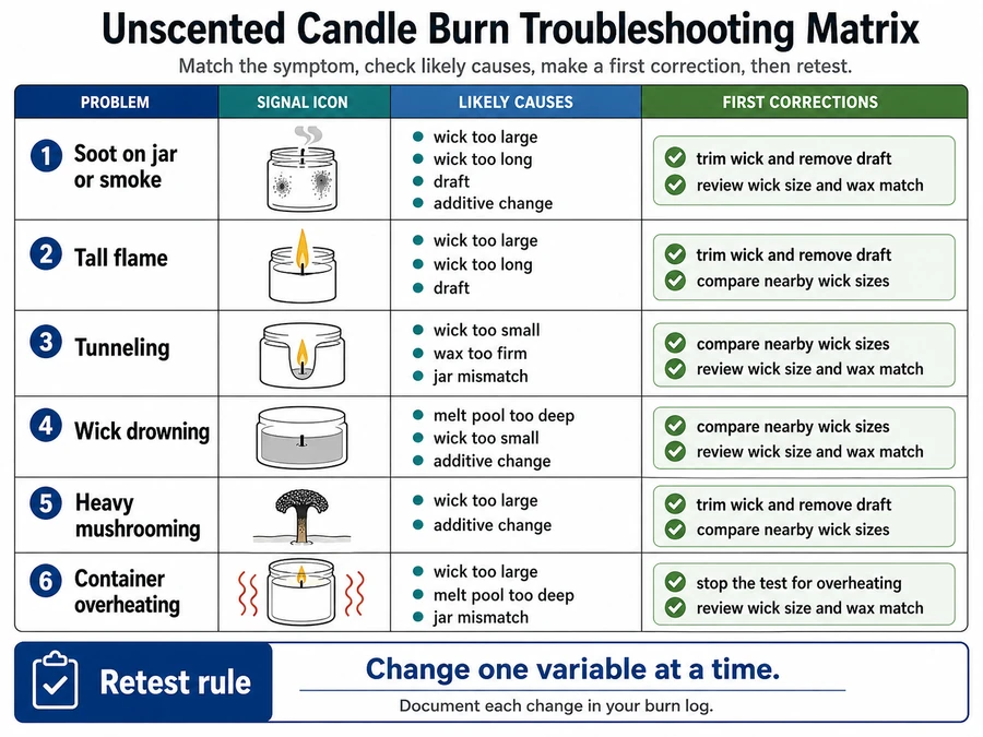 candle soot tunneling and overheating fixes