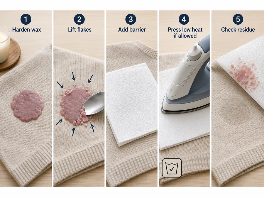 Candle wax removal and fabric cleanup