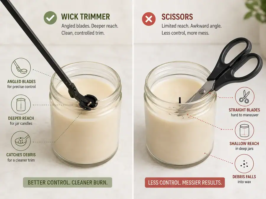 candle wick trimmer and jar candle reach