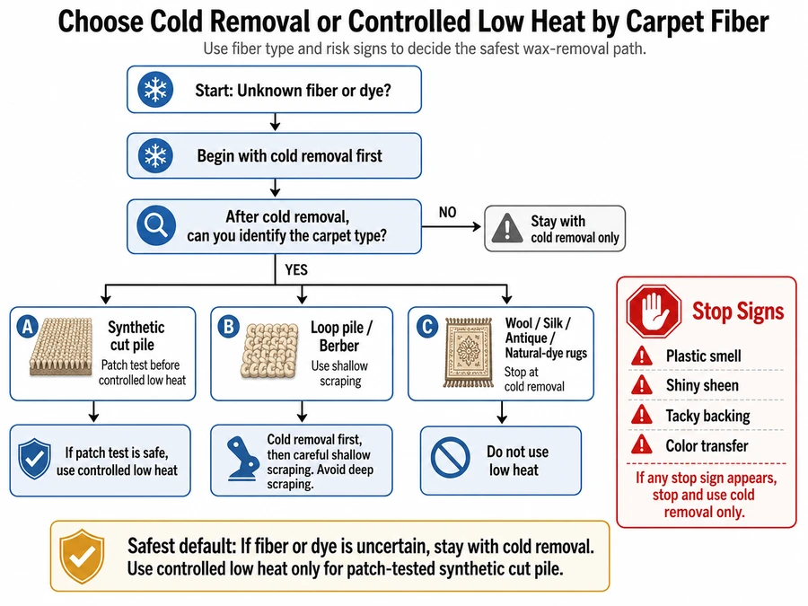 carpet fiber and wax removal method