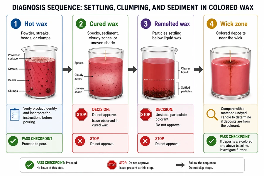 hot, cured and remelted wax failure signs