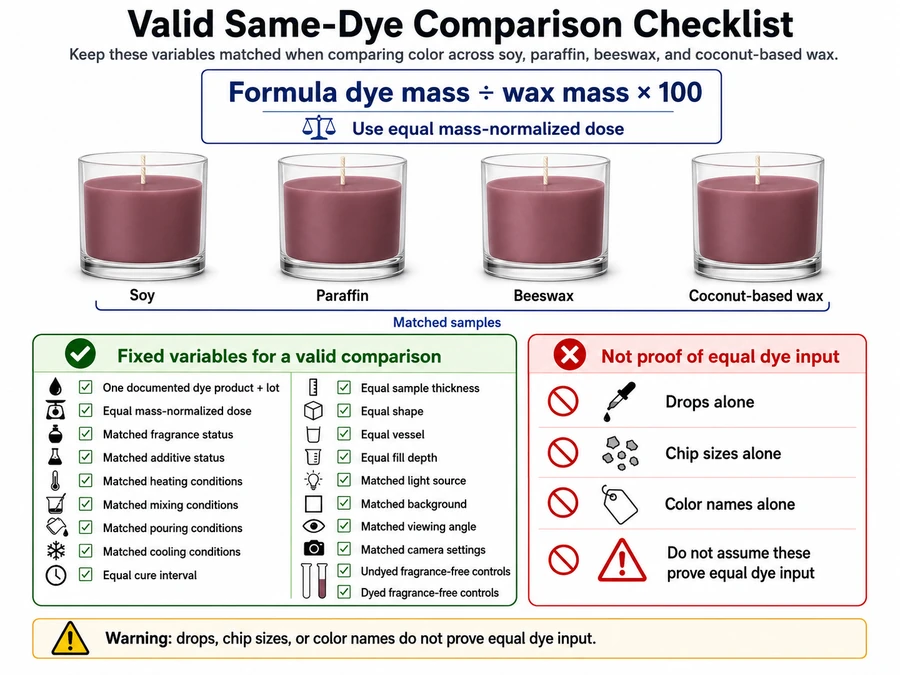 four wax dye controls and matched sample conditions