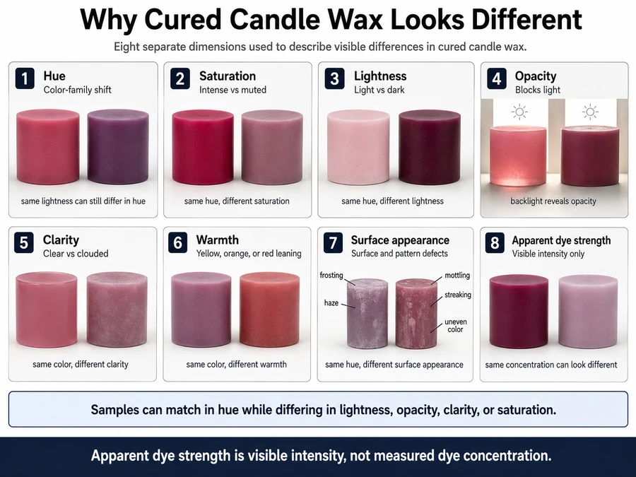 cured wax hue saturation opacity and clarity