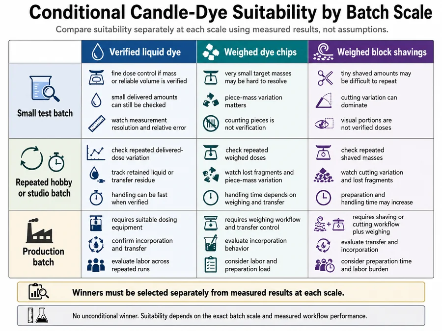 candle dye formats and batch scale decisions