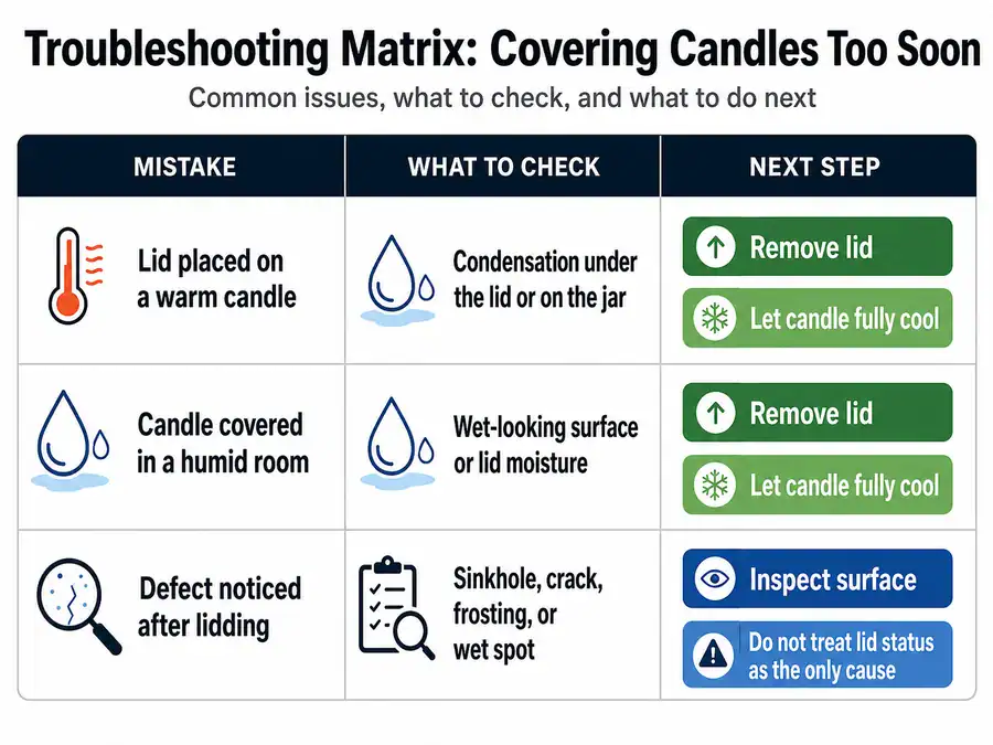 early lid risks and candle moisture