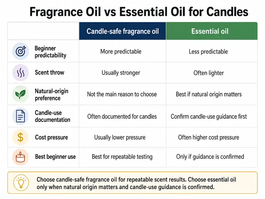 fragrance oil and essential oil candle choice