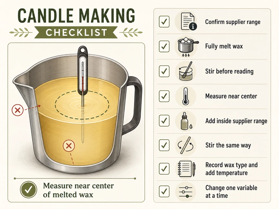 Fragrance thermometer checklist and batch notes
