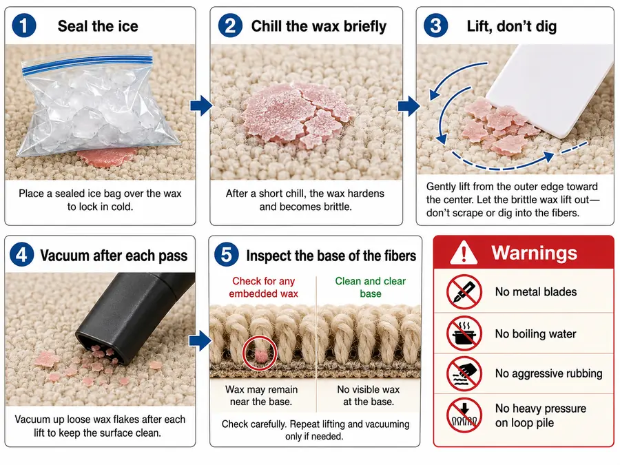frozen wax and plastic scraper steps