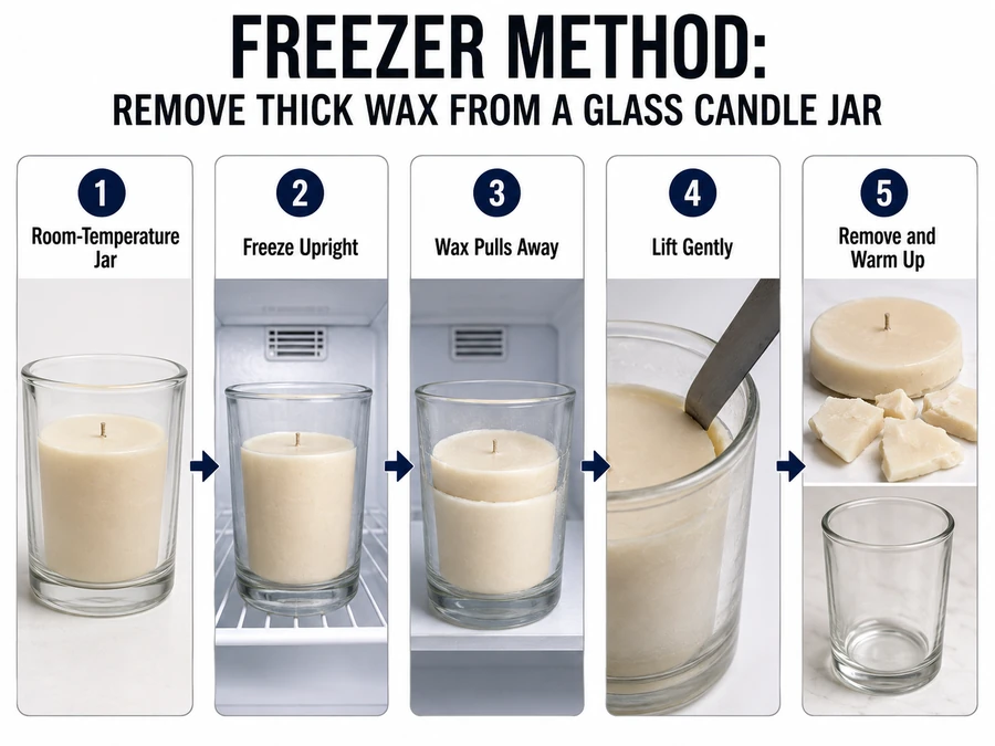 Freezer wax removal steps and glass safety
