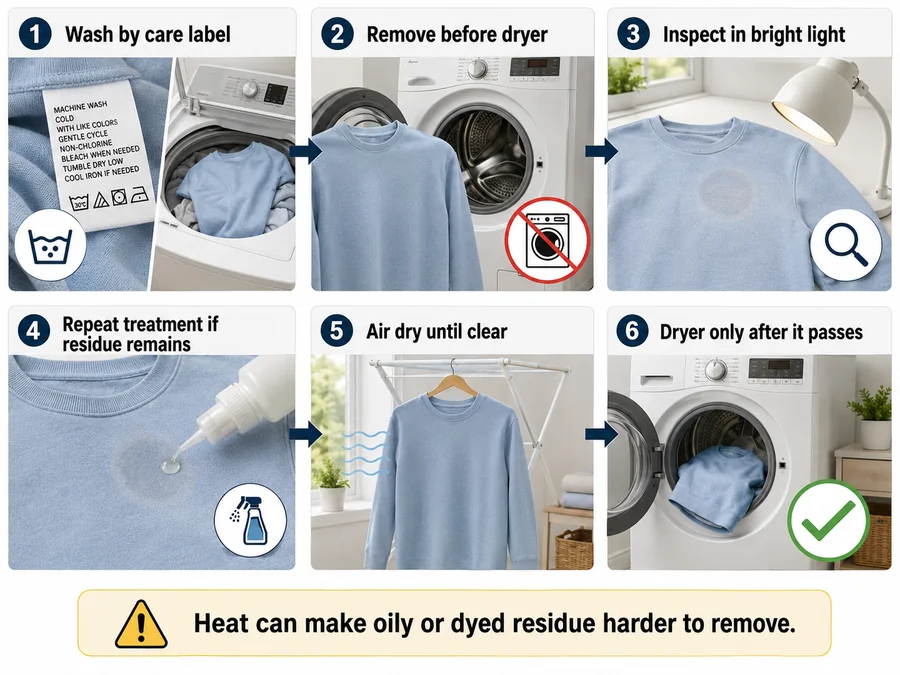 Garment dry check and residue inspection
