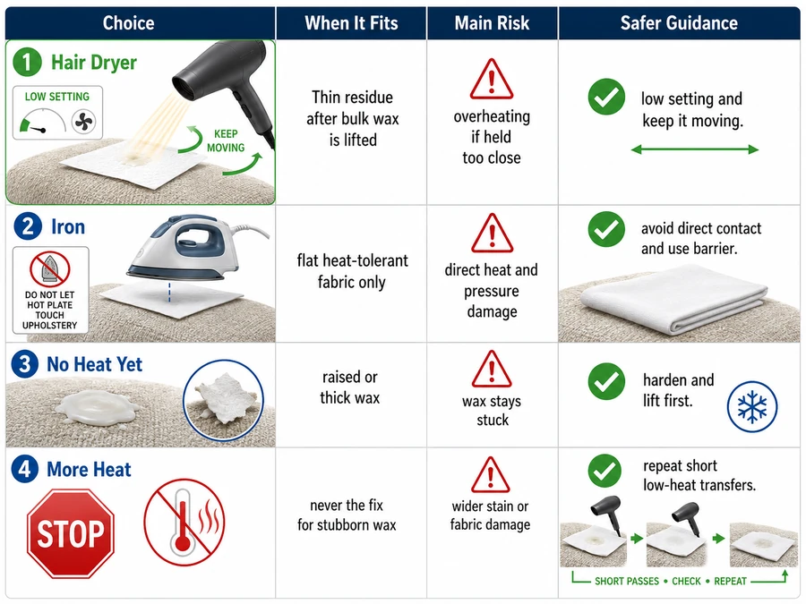 hair dryer and iron upholstery risk