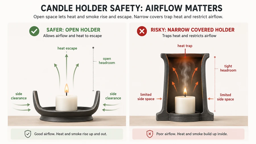 candle heat clearance and airflow path