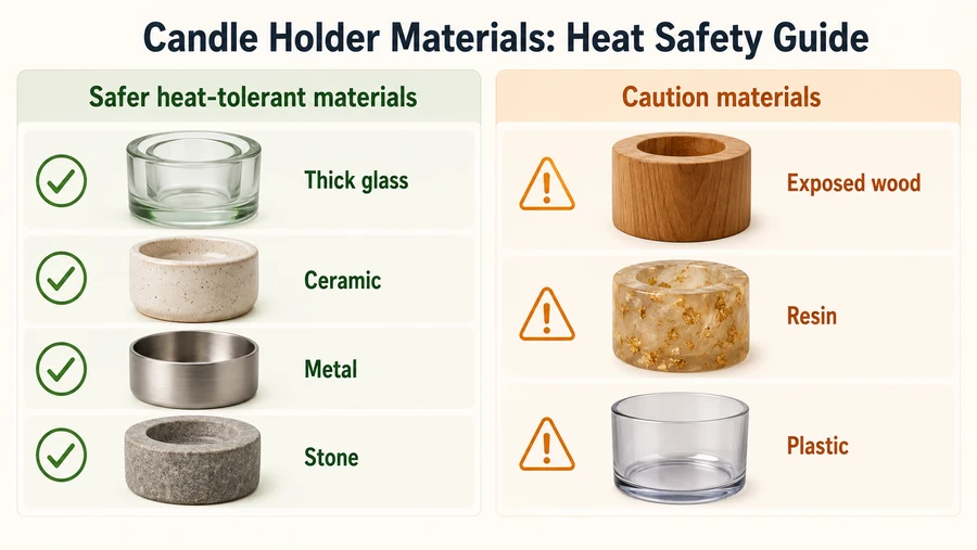 heat-safe candle holder materials and risks