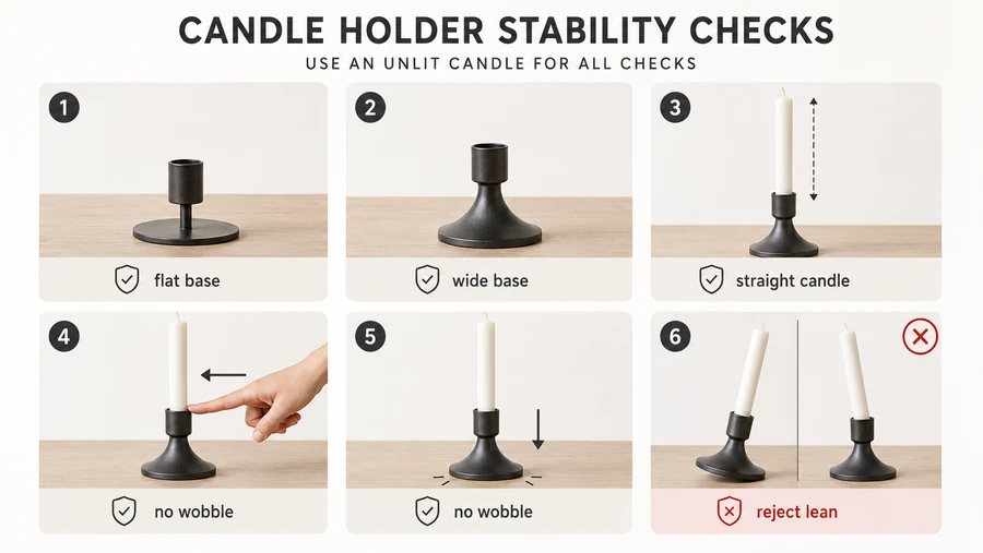 candle holder stability and tip resistance test