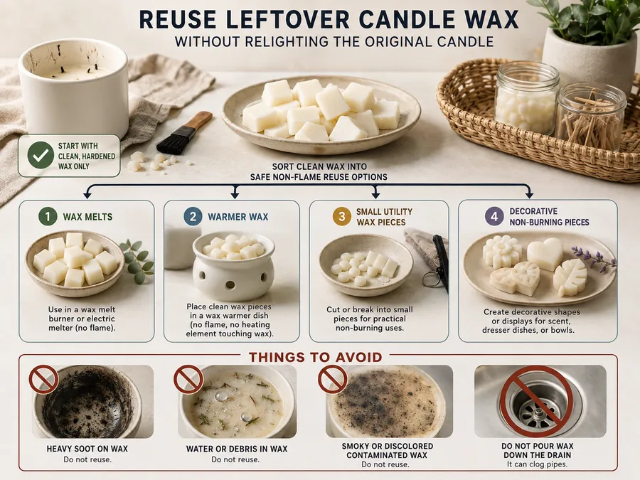 Leftover candle wax and non-burning reuse options