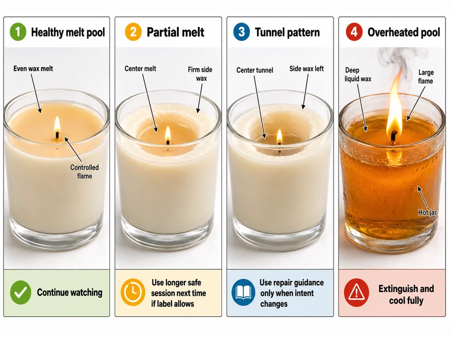 melt pool states and candle overheating signs