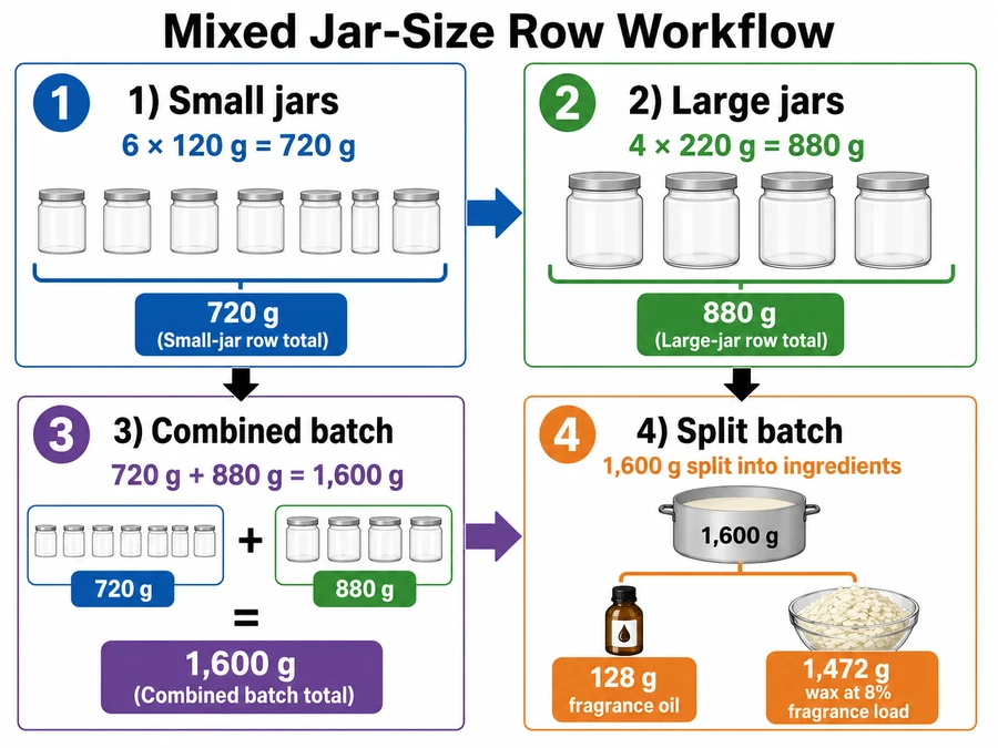 Mixed jar rows and combined batch