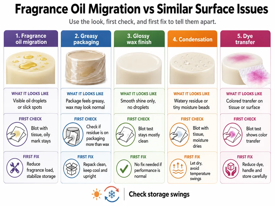 oily wax melts and residue checks