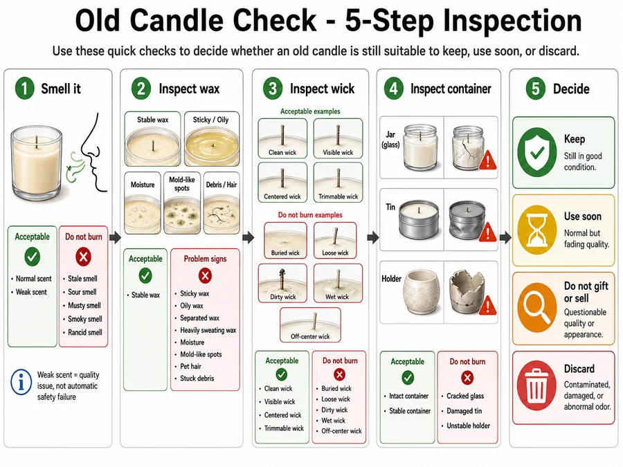 old candle inspection and discard decision