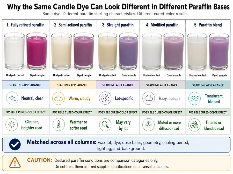 paraffin grades and cured dye appearance