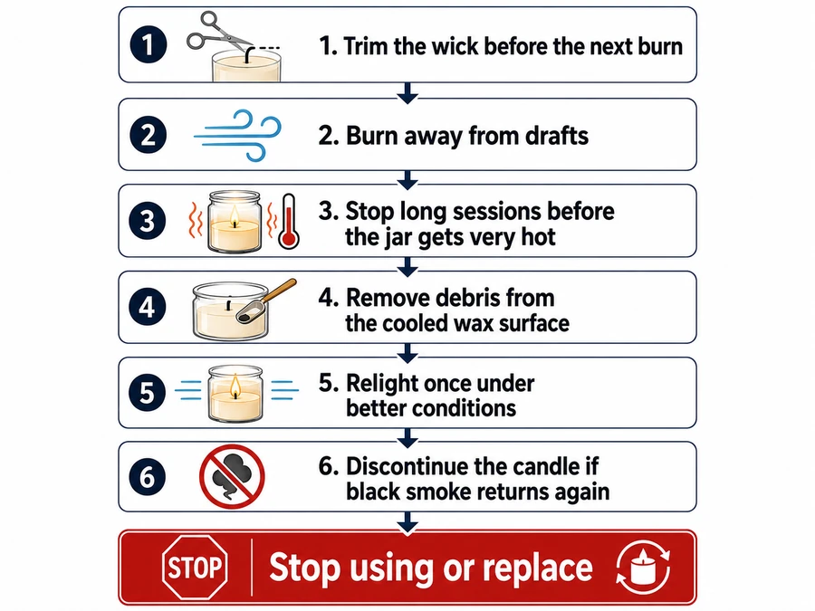 repeated candle soot checks and discontinue decision