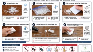 candle wax removal and wood-safe steps