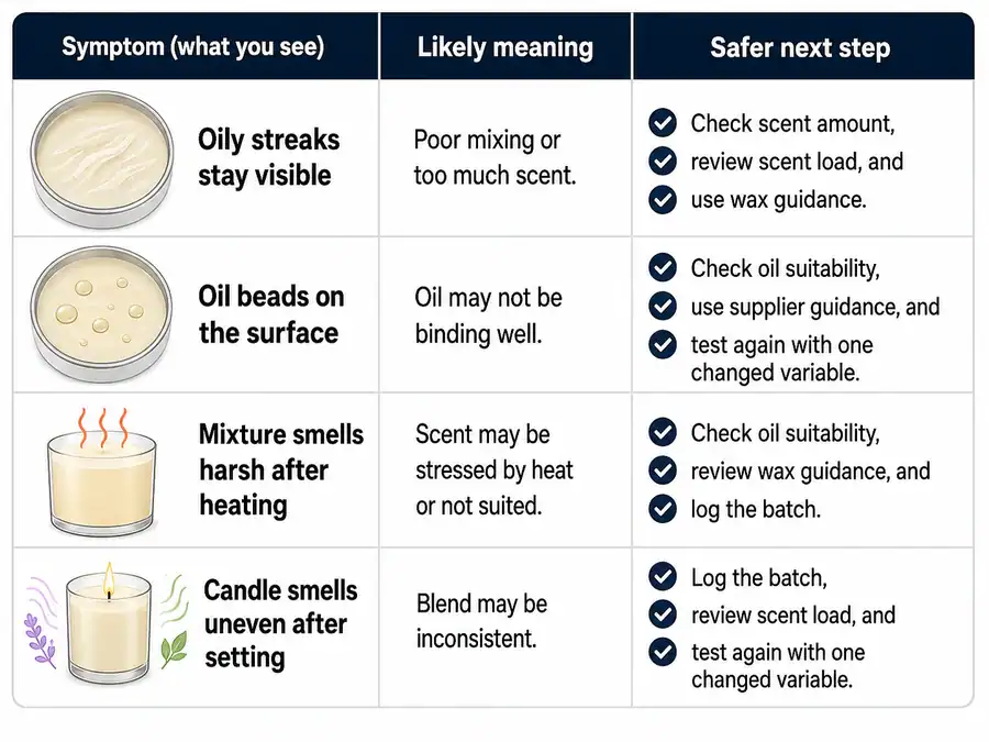 scent binding signs and wax mixing problems
