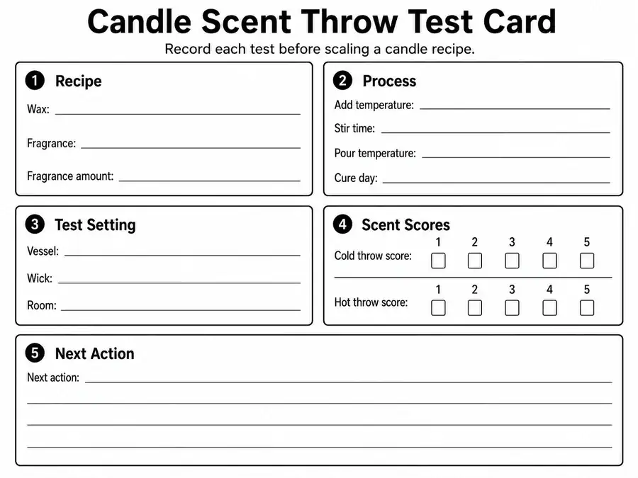 scent throw test card and recipe variables